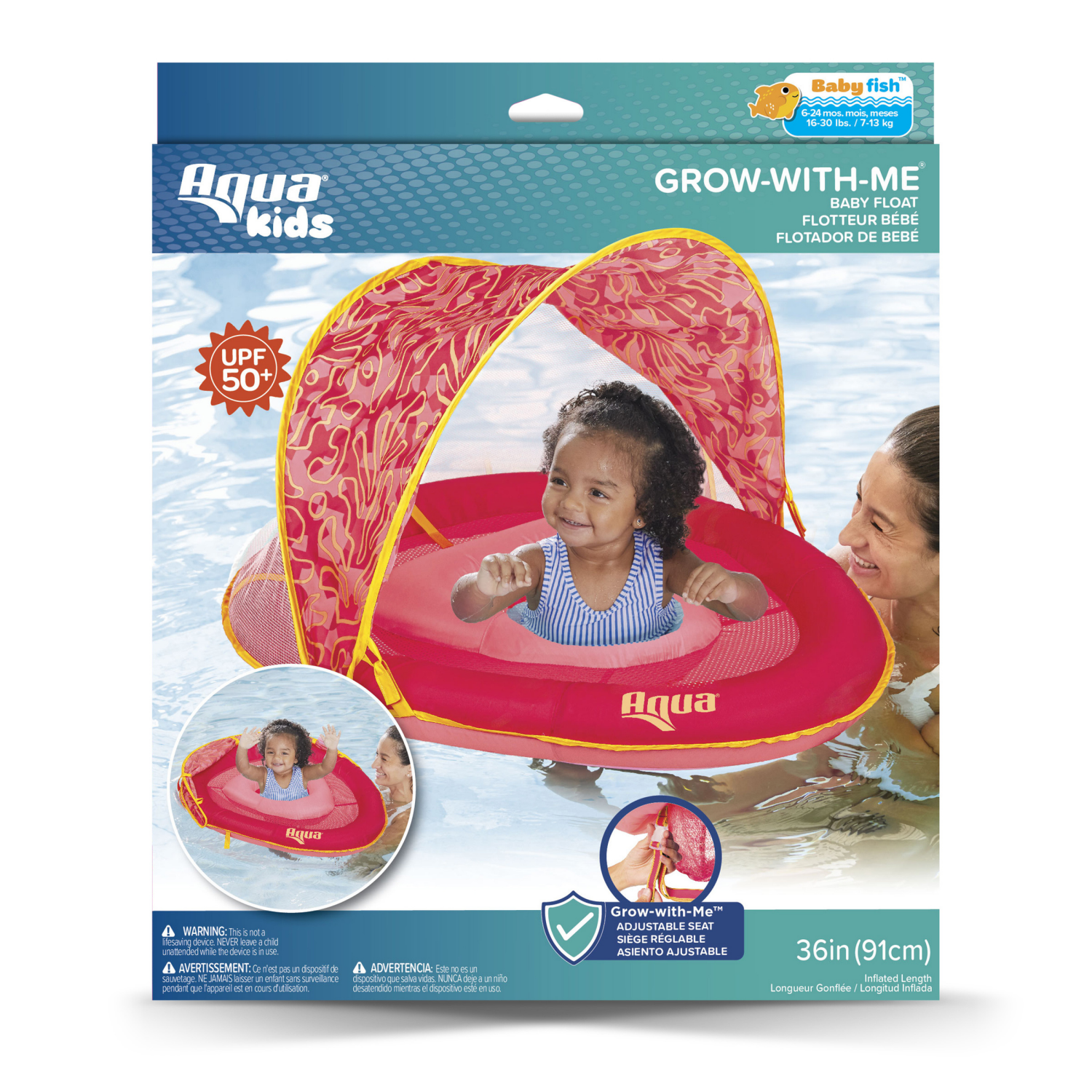 slide 3 of 8, AQUA LEISURE Aqua Grow-With-Me Sunshade Babyboat® Assortment., 1 ct