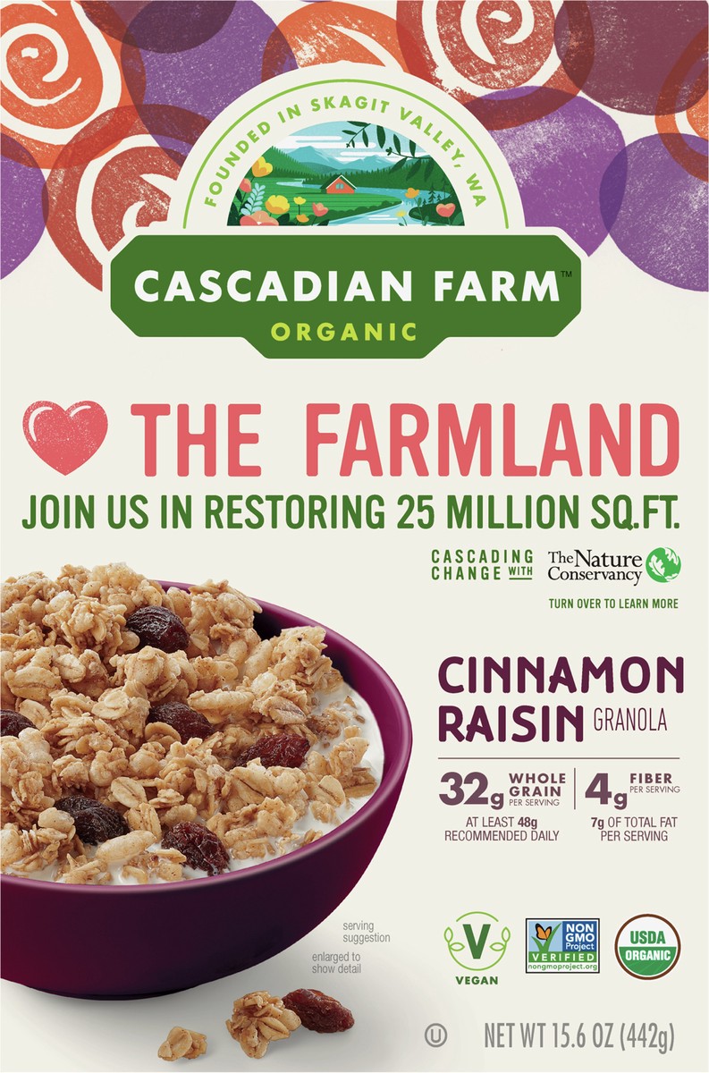 slide 6 of 9, Cascadian Farm Organic Granola, Cinnamon Raisin, 15.6 oz., 15.6 oz