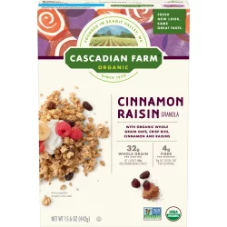 Cascadian Farm Organic Granola, Cinnamon Raisin Cereal