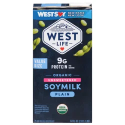 West Life Plain Unsweetened Organic Soymilk Value Size 64 fl oz