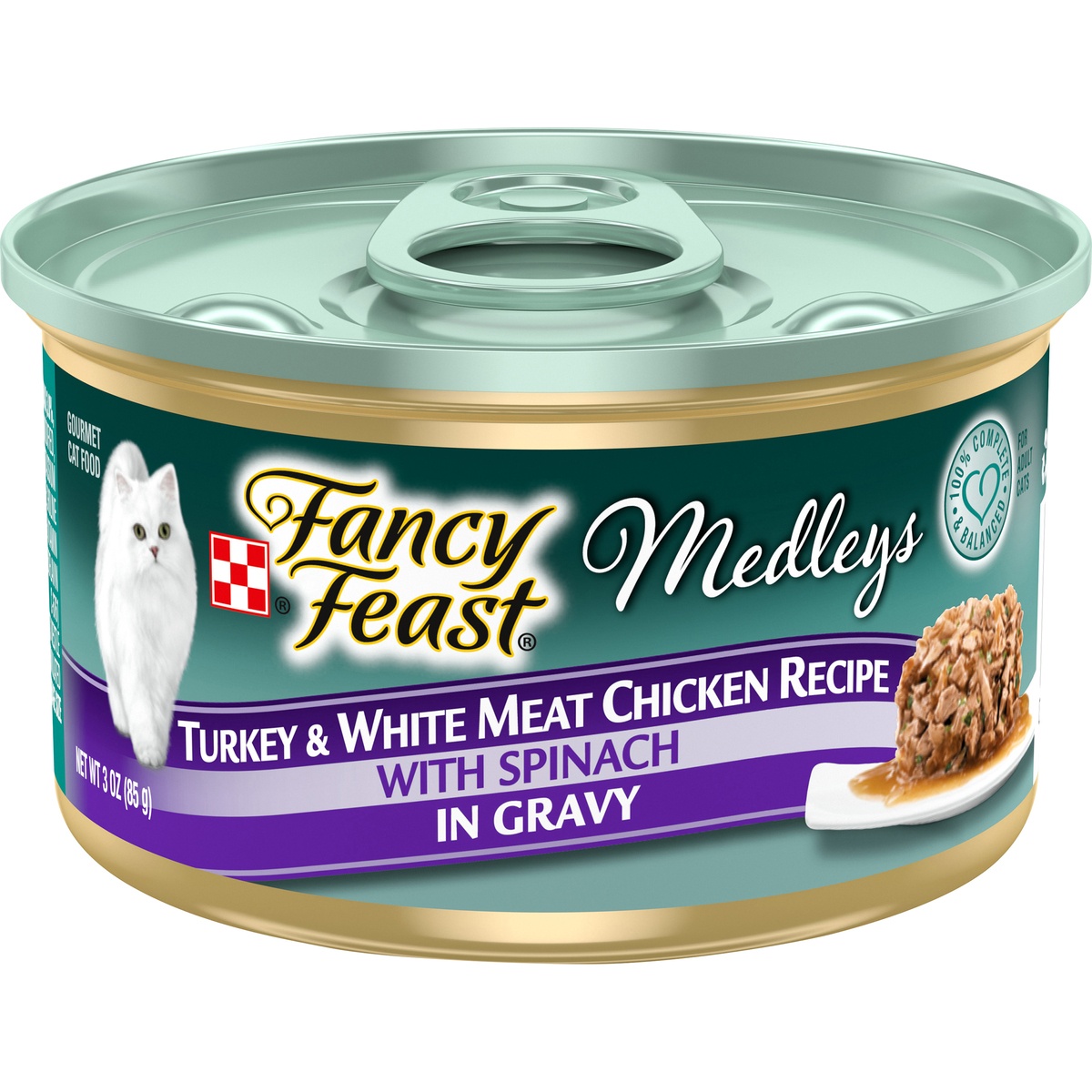 slide 1 of 1, Purina Fancy Feast Elegant Medleys Cat Food, Turkey & White Meat Chicken, 3 oz