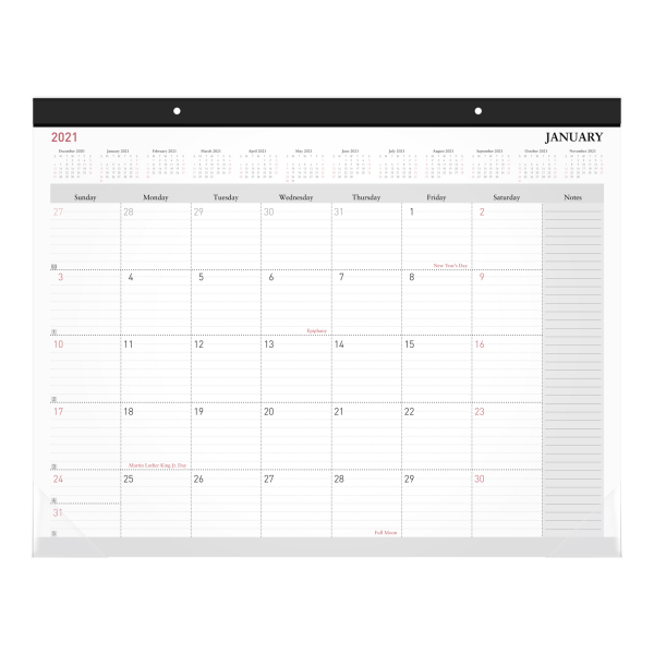 slide 1 of 1, Office Depot Monthly Desk Pad Calendar, 21-3/4'' X 17'', White, January To December 2021, Od202600, 1 ct