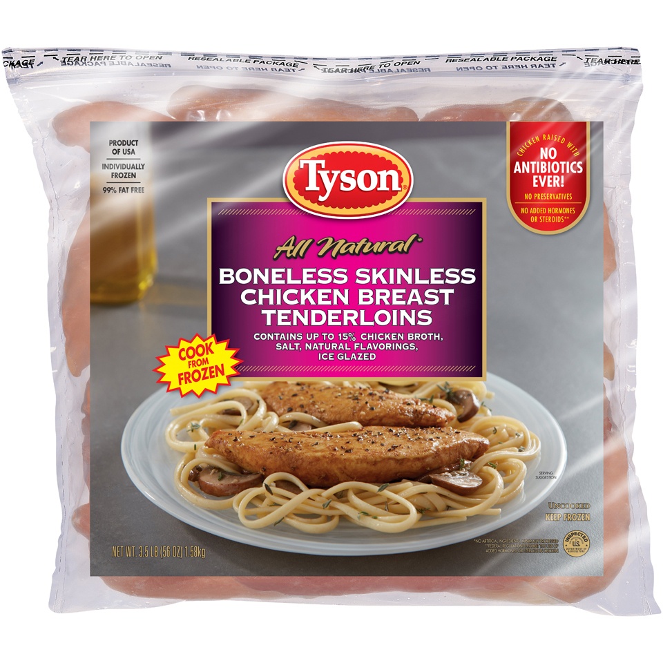 slide 1 of 2, Tyson Chicken Tenderloins, 3 lb