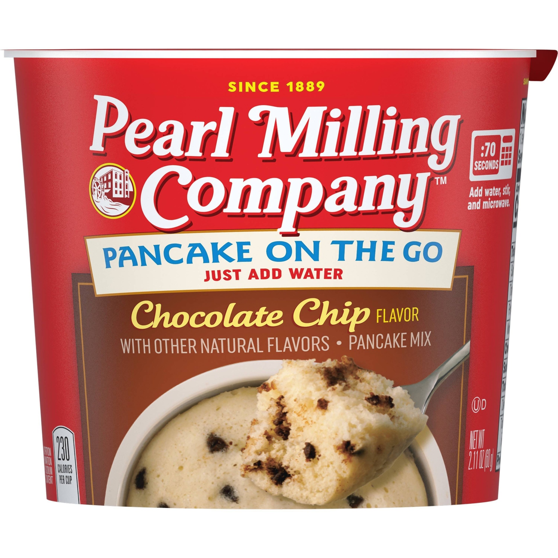 slide 1 of 6, Aunt Jemima Pancake On The Go Chocolate Chip Pancake Mix, 2.11 oz