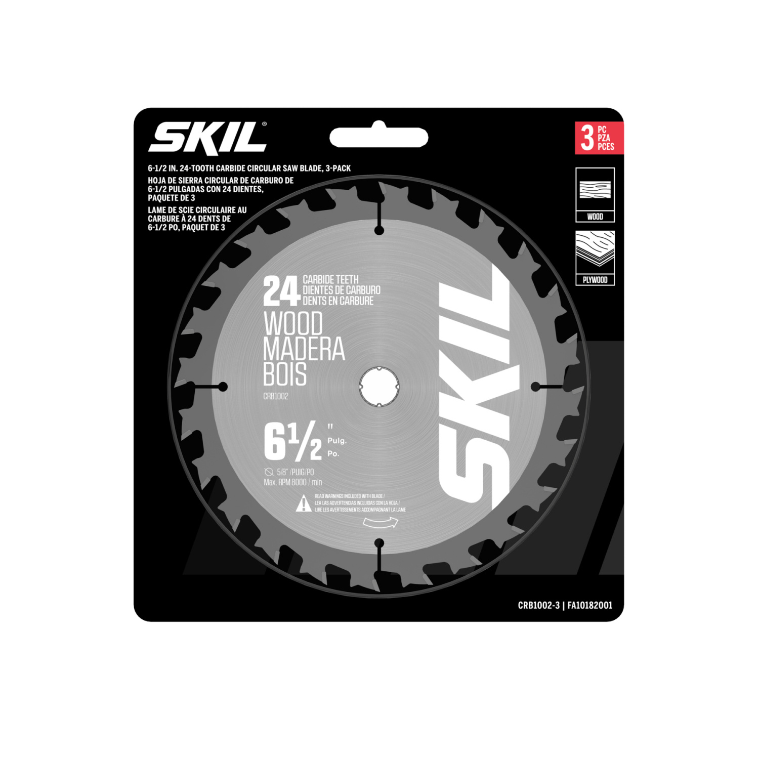 slide 1 of 2, SKIL 6-1/2 In. 24-Tooth Carbide Circular Saw Framing Blade, 3-Pack - CRB1002-3, 1 ct