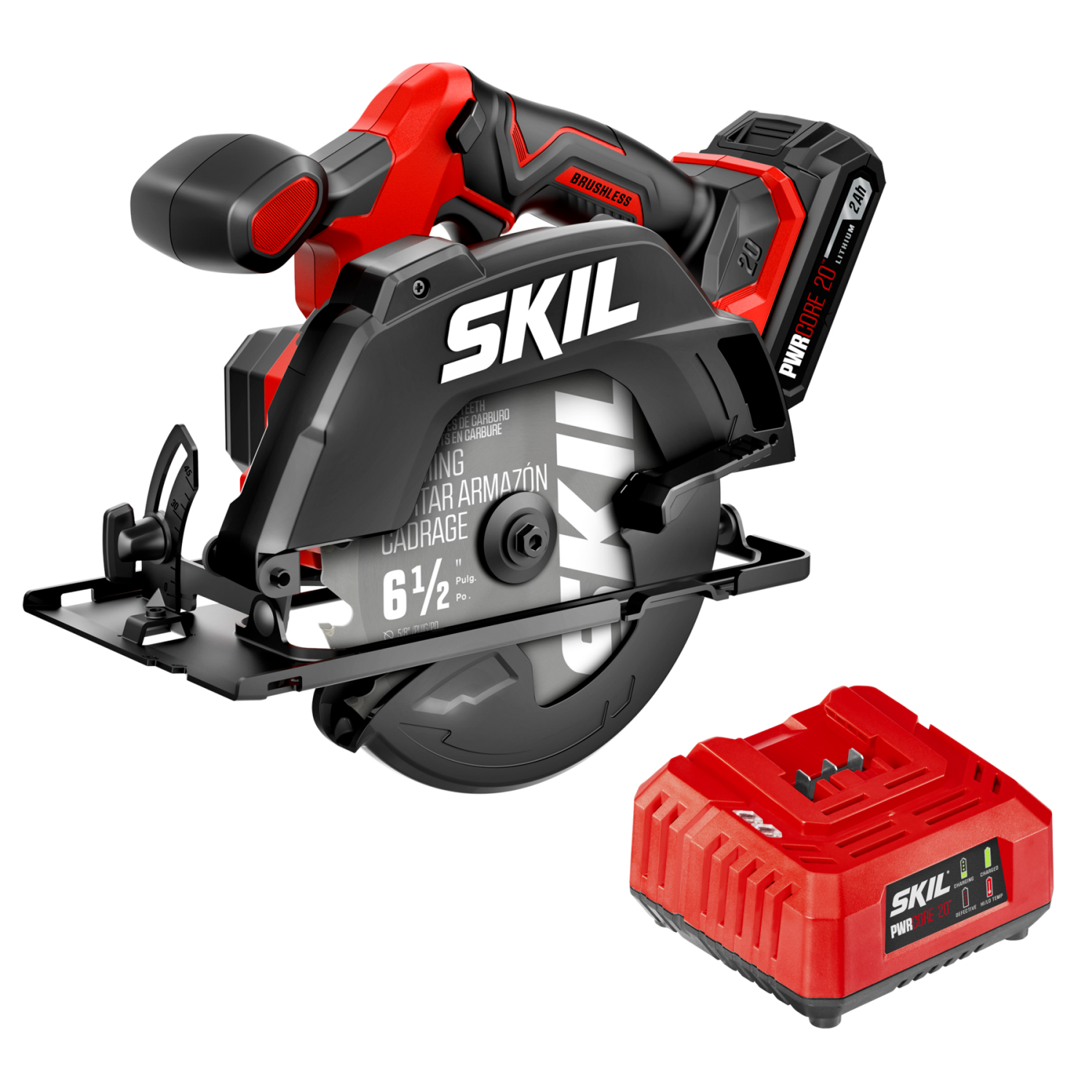 slide 1 of 2, SKIL PWR CORE 20 Brushless 6-1/2 In. Circular Saw Kit - CR6413B-11, 1 ct