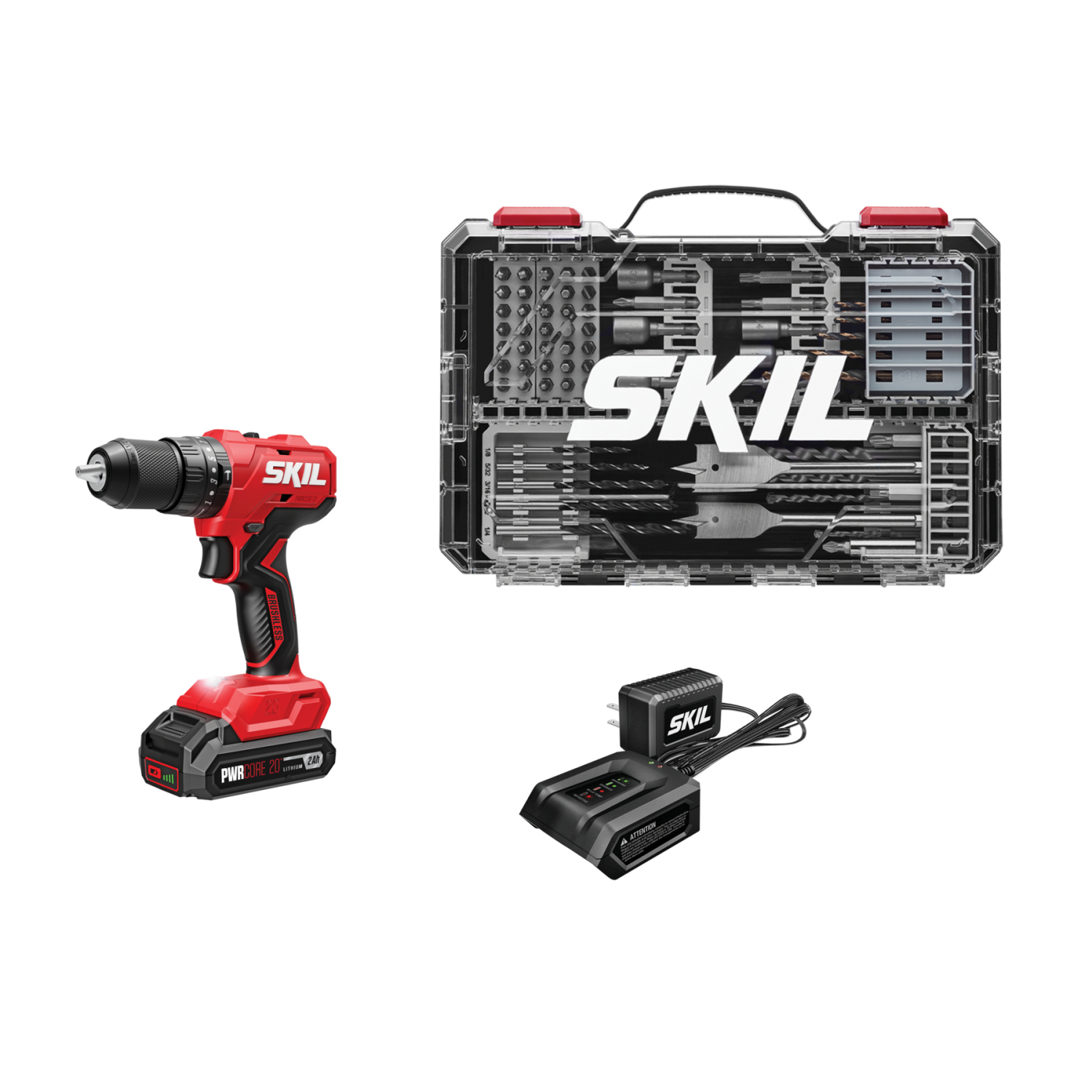 slide 2 of 2, SKIL Brushless 20V Hammer Drill Kit, with 75-Pc. Drill & Drive Bit Set with Interlocking Case - HD6280B-11, 1 ct