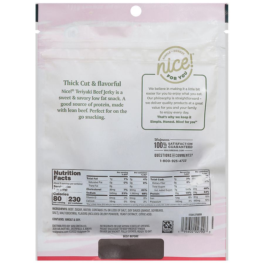 slide 3 of 5, Nice! Beef Jerky Teriyaki, 2.85 oz