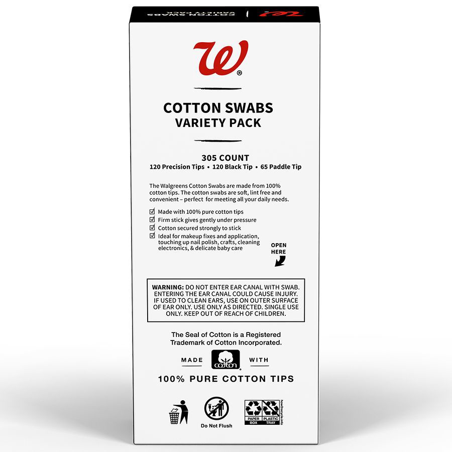 slide 3 of 3, Walgreens Cotton Swabs Variety Pack, 305 ct