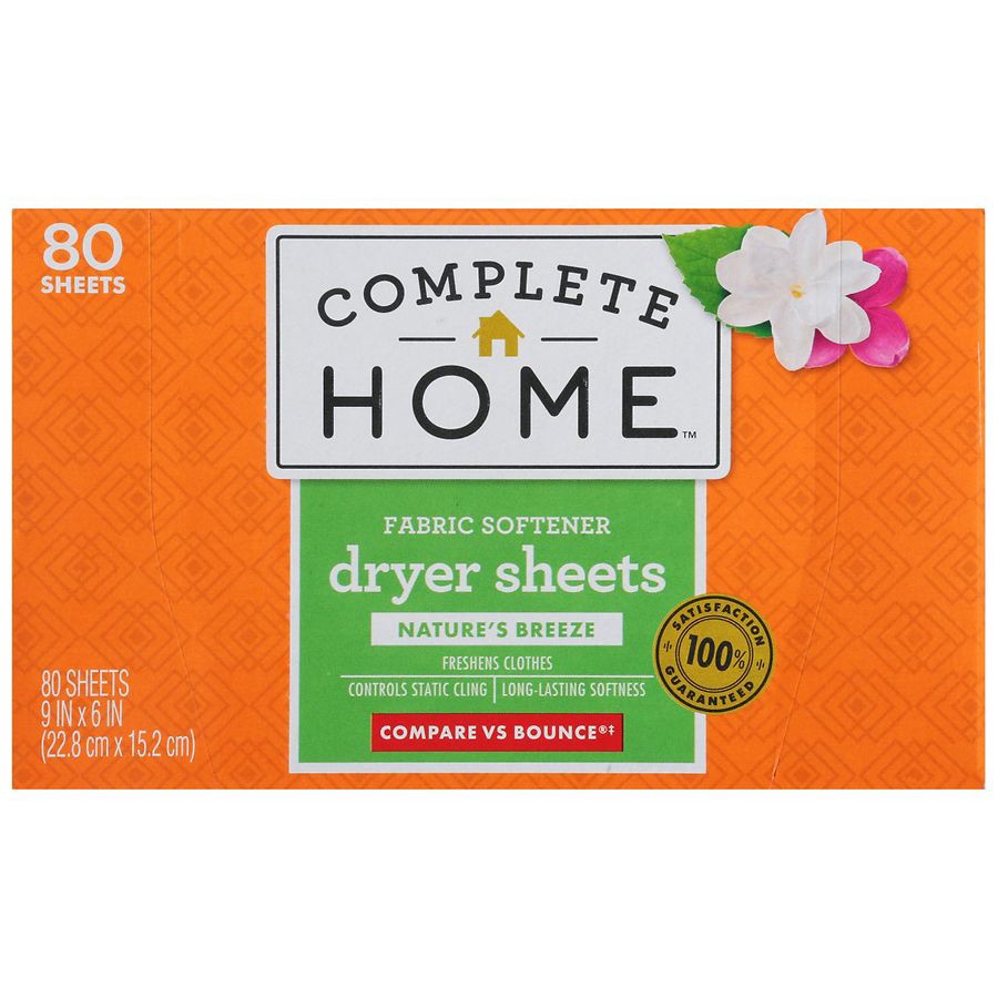 slide 2 of 2, Complete Home Fabric Softening Dryer Sheets 80 Sheets, 80 ct
