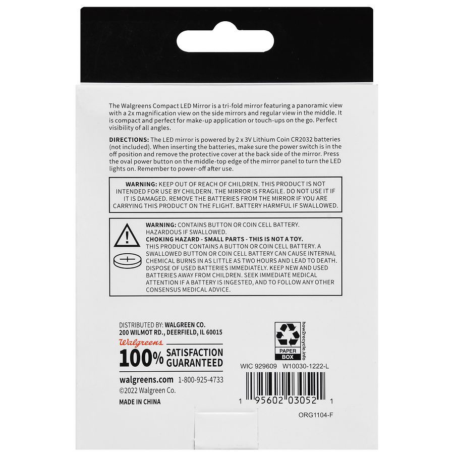 slide 3 of 5, Walgreens Compact Tri-Fold LED Mirror, 1 ct