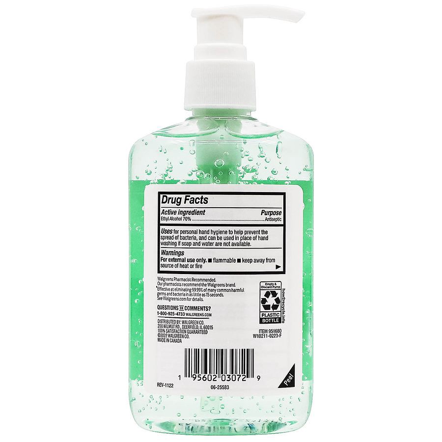 slide 2 of 4, Walgreens Hand Sanitizer + Aloe & Vitamin E, 8 fl oz