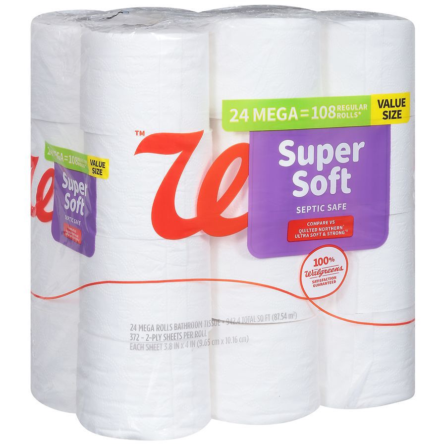 slide 5 of 5, Walgreens Super Soft Mega Bath Tissue Value Size, 372 ct x 24 ct