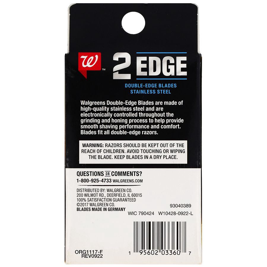 slide 2 of 5, Walgreens Men's Double Edge Stainless Steel Blades, 10 ct