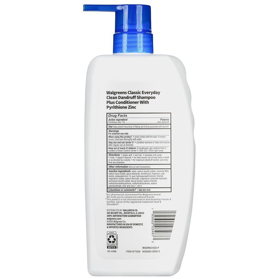 slide 5 of 5, Walgreens Classic Everyday Clean 2 in 1 Dandruff Shampoo Plus Conditioner, 33.8 fl oz
