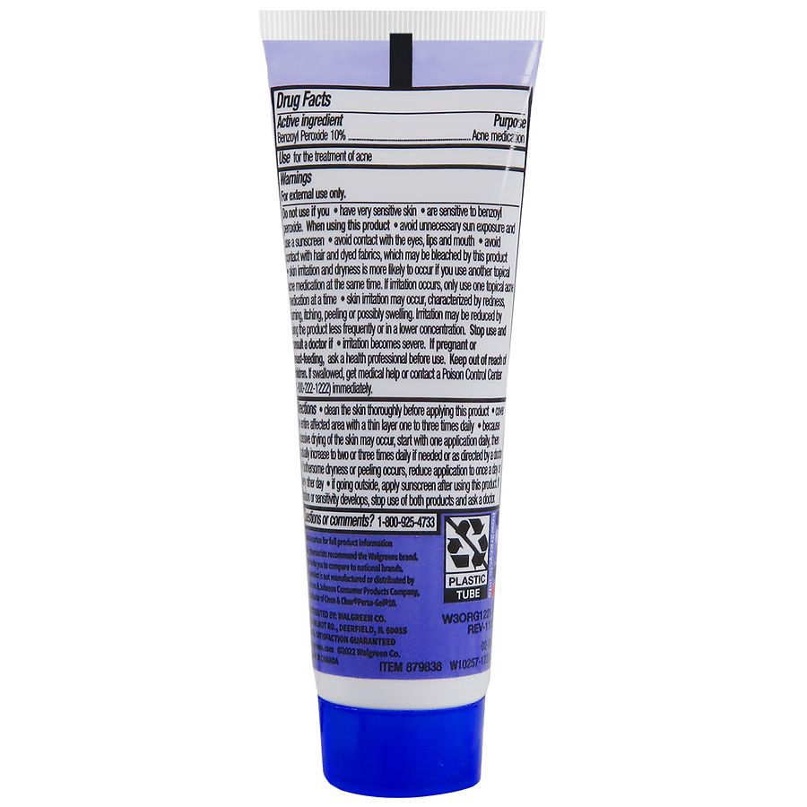slide 4 of 4, Walgreens Maximum Strength Acne Treatment Gel with 10% Benzoyl Peroxide, 1 oz
