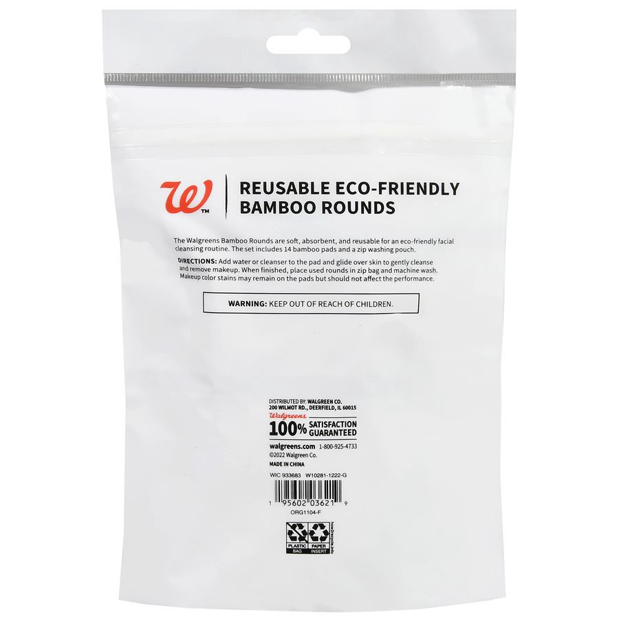 slide 3 of 5, Walgreens Reusable Eco-Friendly Bamboo Rounds, 1 ct