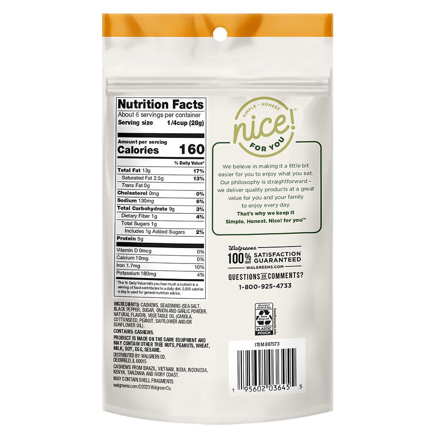 slide 5 of 5, Nice! Whole Cashews Sea Salt & Pepper, 6 oz