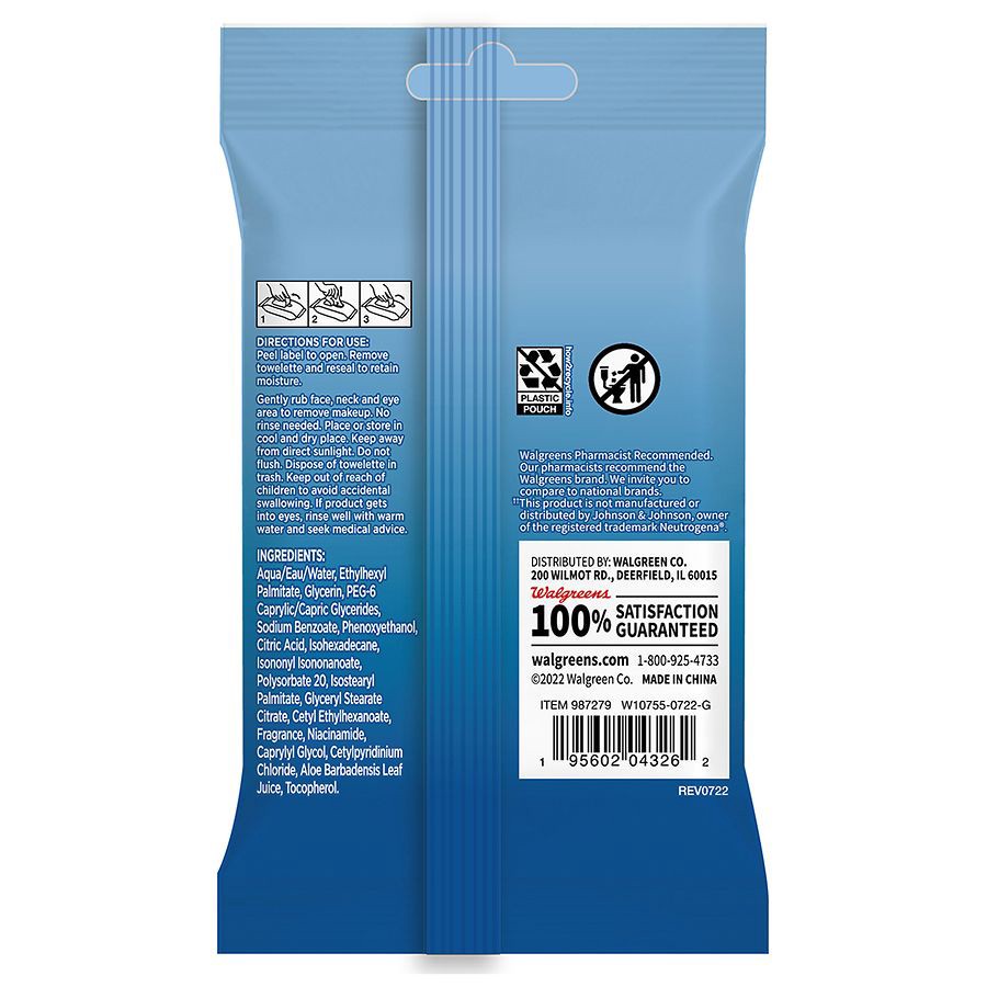 slide 2 of 2, Walgreens Cleansing Makeup Remover Towelettes, 7 ct x 7 ct