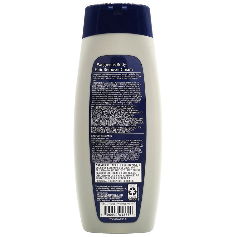 slide 2 of 3, Walgreens Body Hair Remover Cream, 12 fl oz
