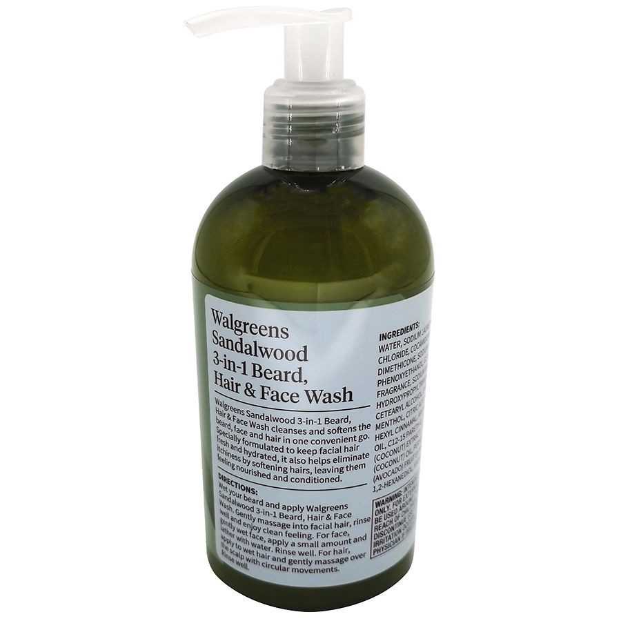 slide 3 of 4, Walgreens 3 In 1 Beard, Hair & Face Wash, 11 fl oz