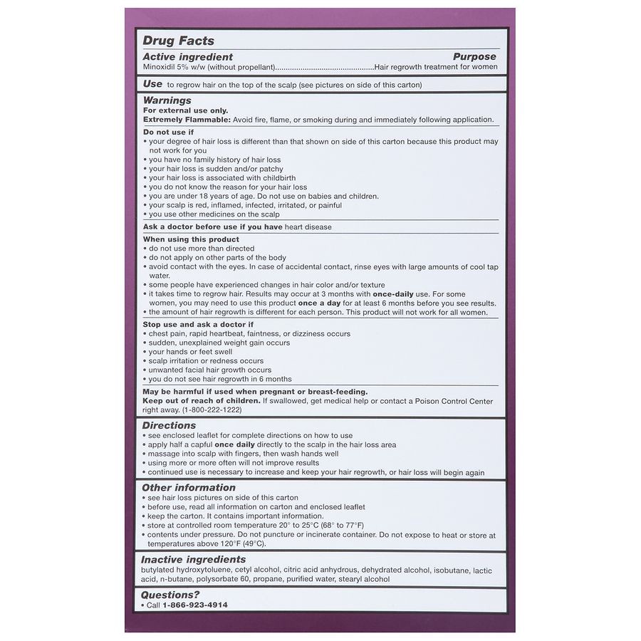 slide 2 of 3, Walgreens Women's 5% Minoxidil Foam Hair Regrowth Treatment 180 Day Supply, 3 ct; 2.11 oz