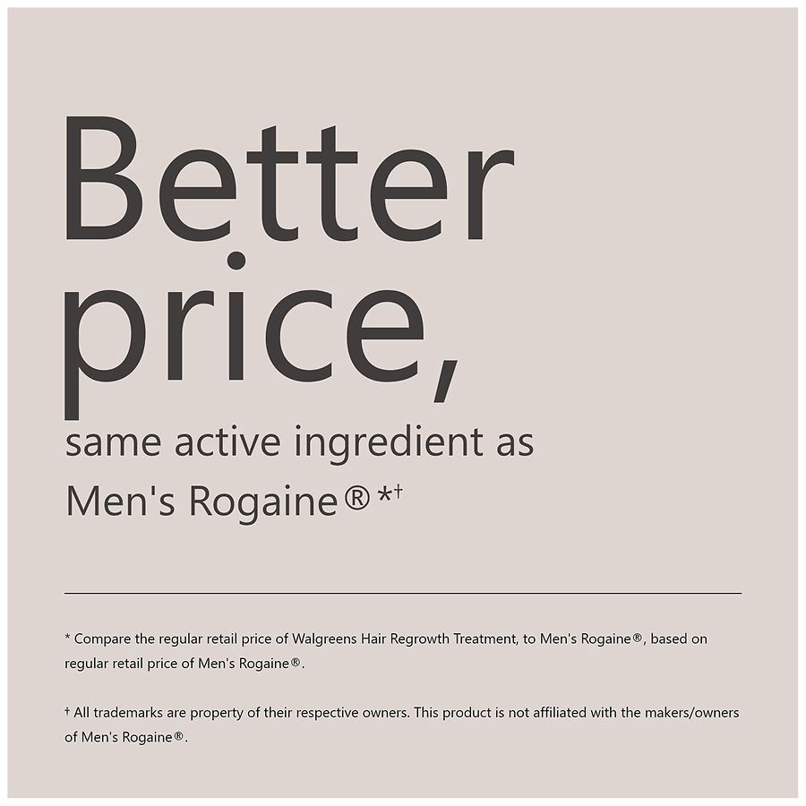 slide 5 of 5, Walgreens Minoxidil Hair Regrowth Treatment For Men Foam, 3 ct; 2.11 oz