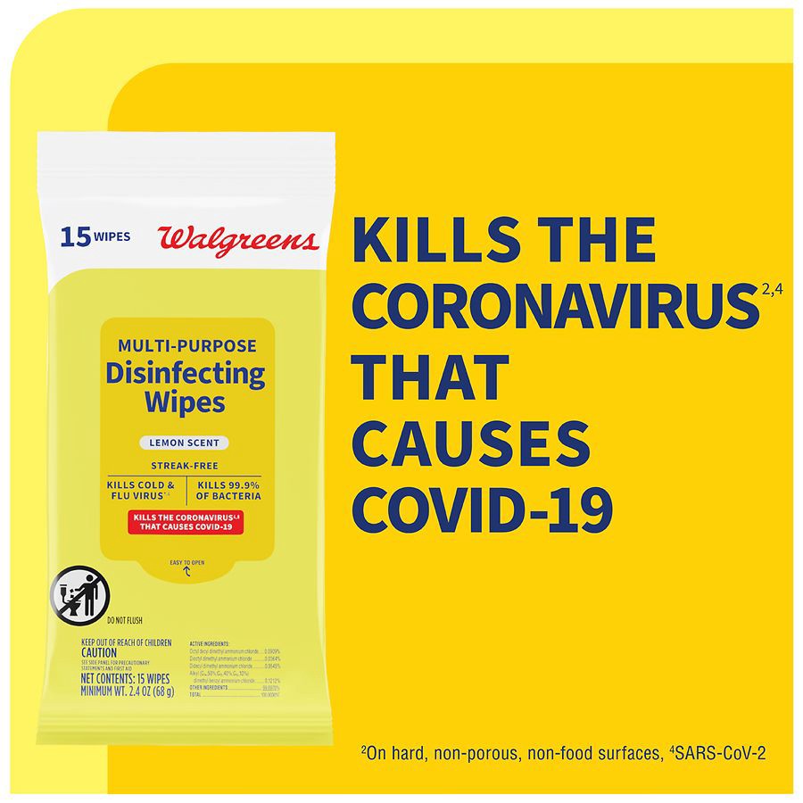 slide 3 of 5, Walgreens Multi-Purpose Disinfecting Wipes, 15 ct