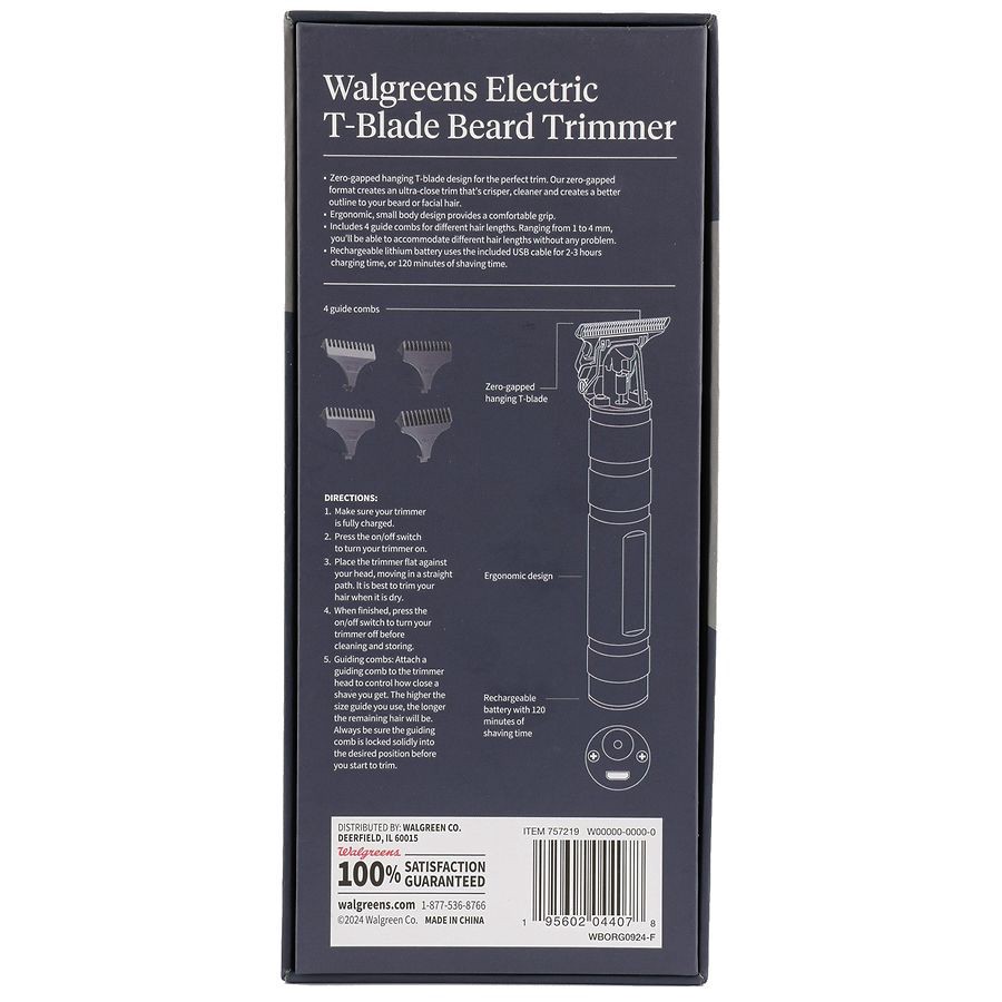 slide 5 of 5, Walgreens Electric T-Blade Beard Trimmer, 1 ct