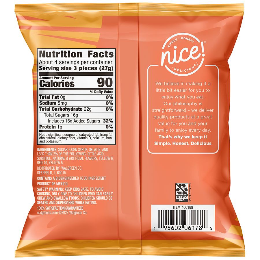 slide 2 of 2, Nice! Peach Rings Soft & Chewy Candy, 4 oz