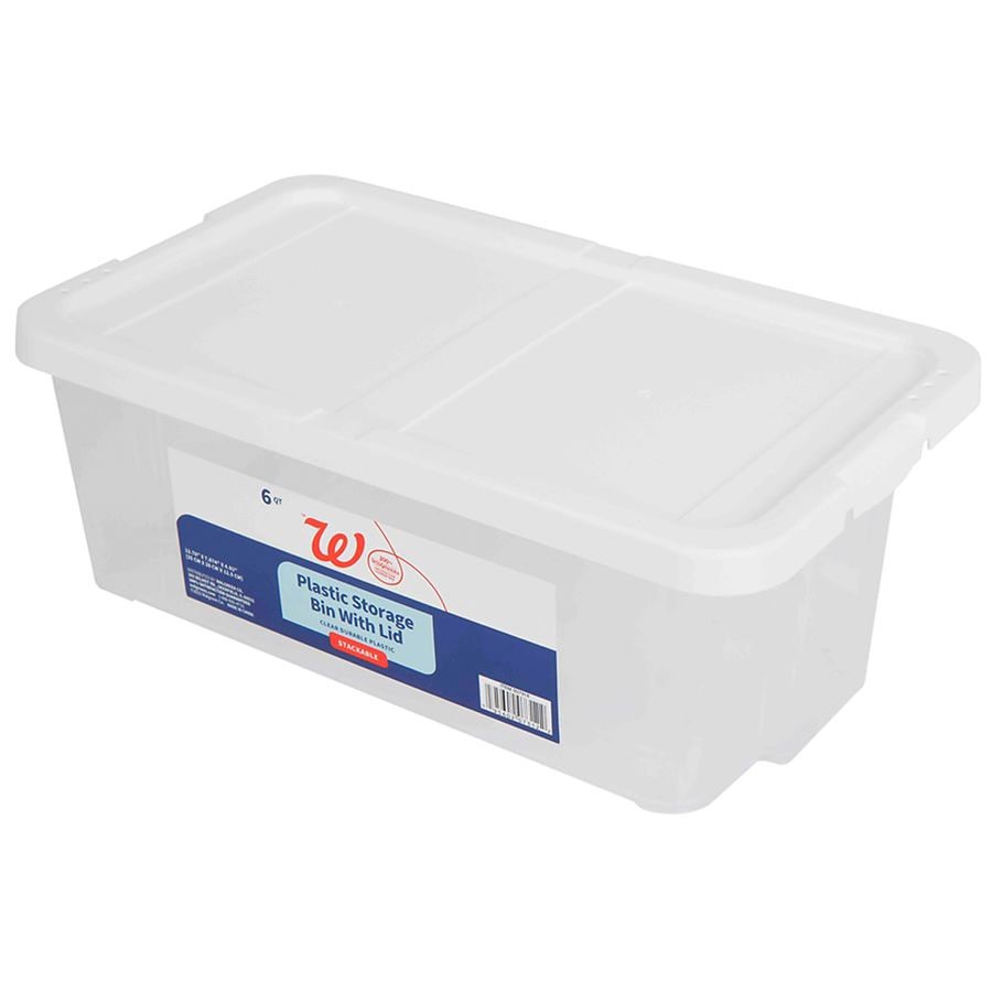 slide 2 of 2, Walgreens Plastic Storage Bin with Lid 6 Quart, 1 ct