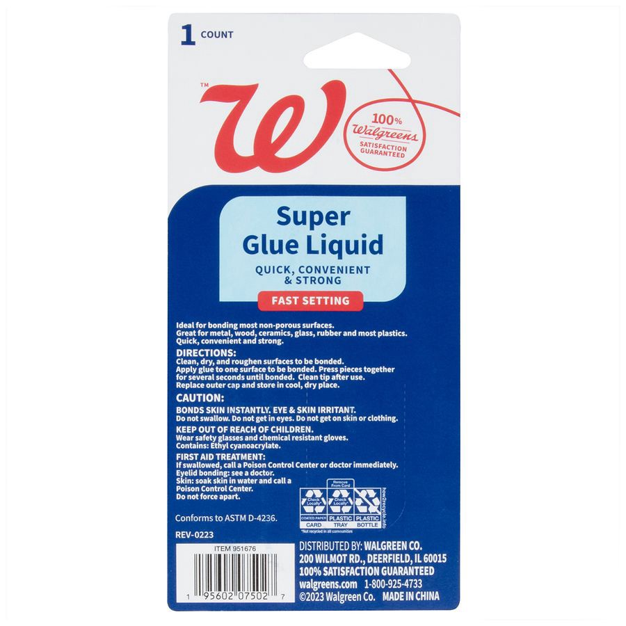 slide 3 of 3, Walgreens Super Glue Liquid, 0.53 oz