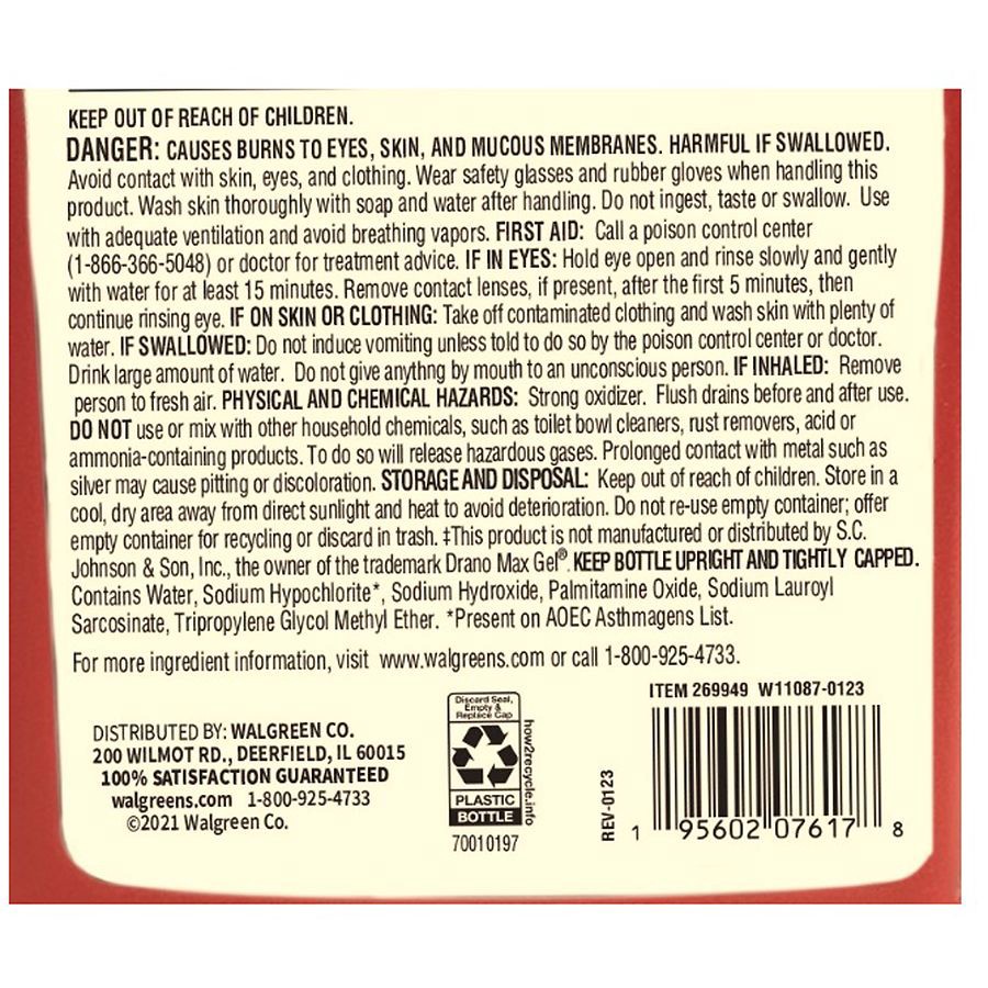 slide 2 of 2, Walgreens Drain Clog Remover, 32 fl oz