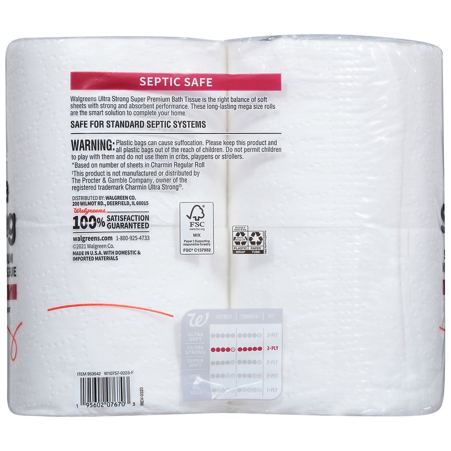 slide 2 of 2, Walgreens Super Premium Ultra Strong Bath Tissue 4 Rolls, 4 ct
