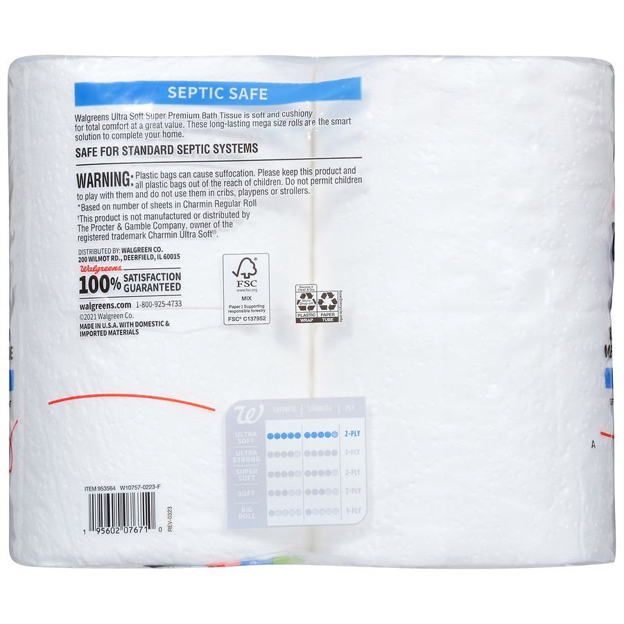 slide 2 of 2, Walgreens Super Premium Ultra Soft Bath Tissue 4 Rolls, 4 ct