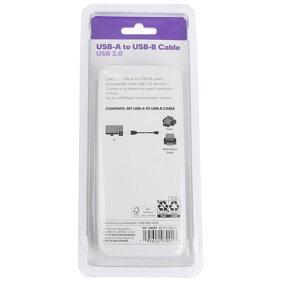 slide 2 of 3, Infinitive USB-A to USB-B Cable USB 2.0, 6 ft