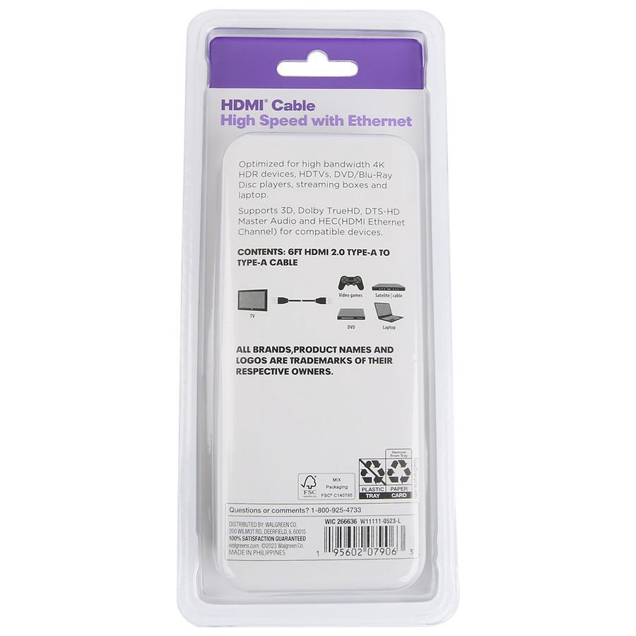 slide 3 of 3, Infinitive HDMI Cable High Speed with Ethernet, 6 ft