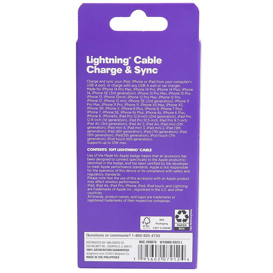 slide 3 of 3, Infinitive USB-A To Lightning Braided Cable Gray, 1 ct