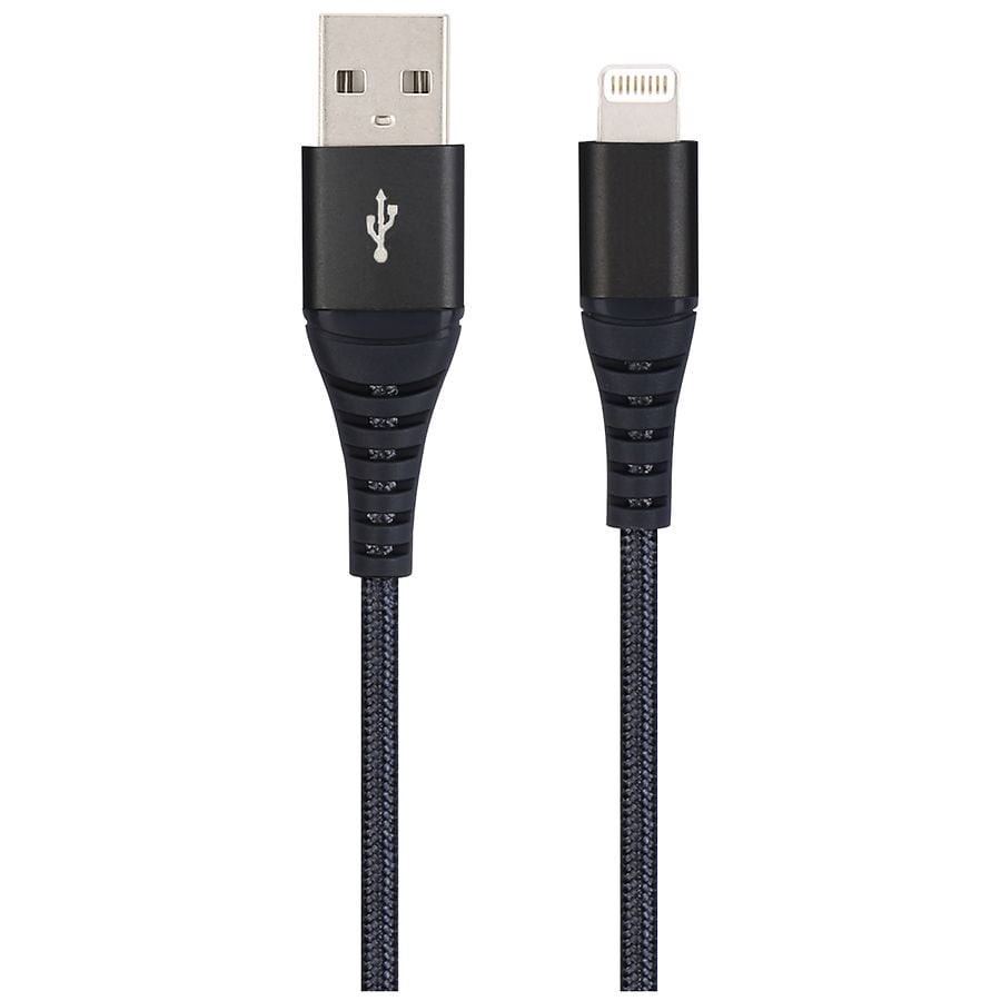 slide 2 of 3, Infinitive USB-A To Lightning Braided Cable Black, 6 ft
