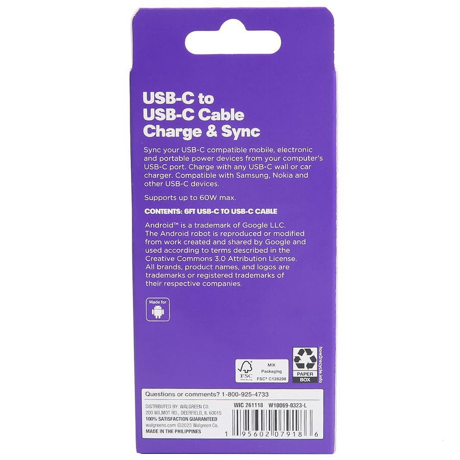 slide 2 of 3, Infinitive USB C to C Braided Cable Black, 6 ft