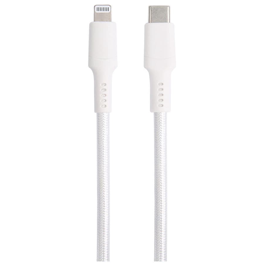slide 3 of 3, Infinitive USB-C to Lightning Braided Cable White, 1 ct