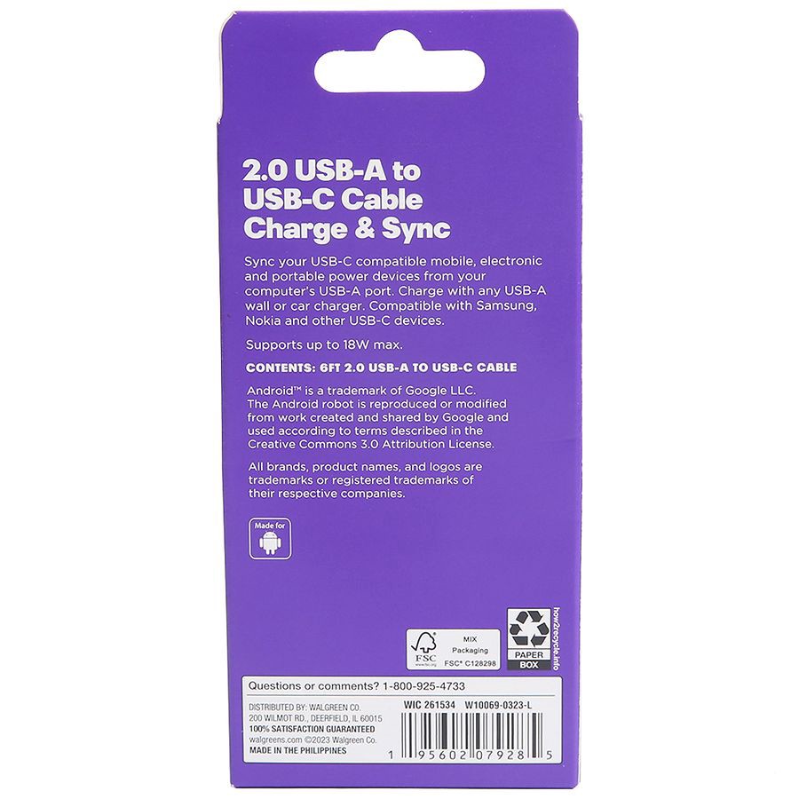 slide 2 of 3, Infinitive USB A to C Braided Cable Gray, 6 ft