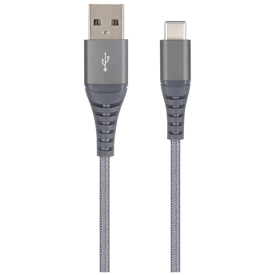 slide 3 of 3, Infinitive USB A to C Braided Cable Gray, 6 ft