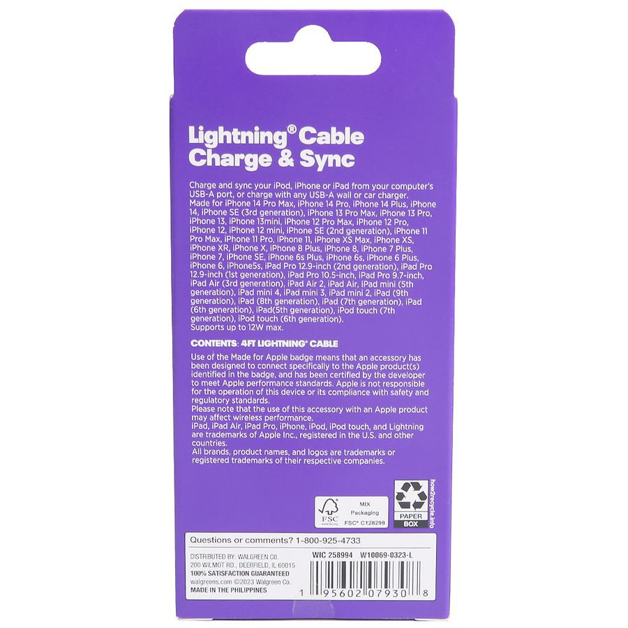 slide 2 of 3, Infinitive USB-A To Lightning Braided Cable White, 4 ft 1 ct