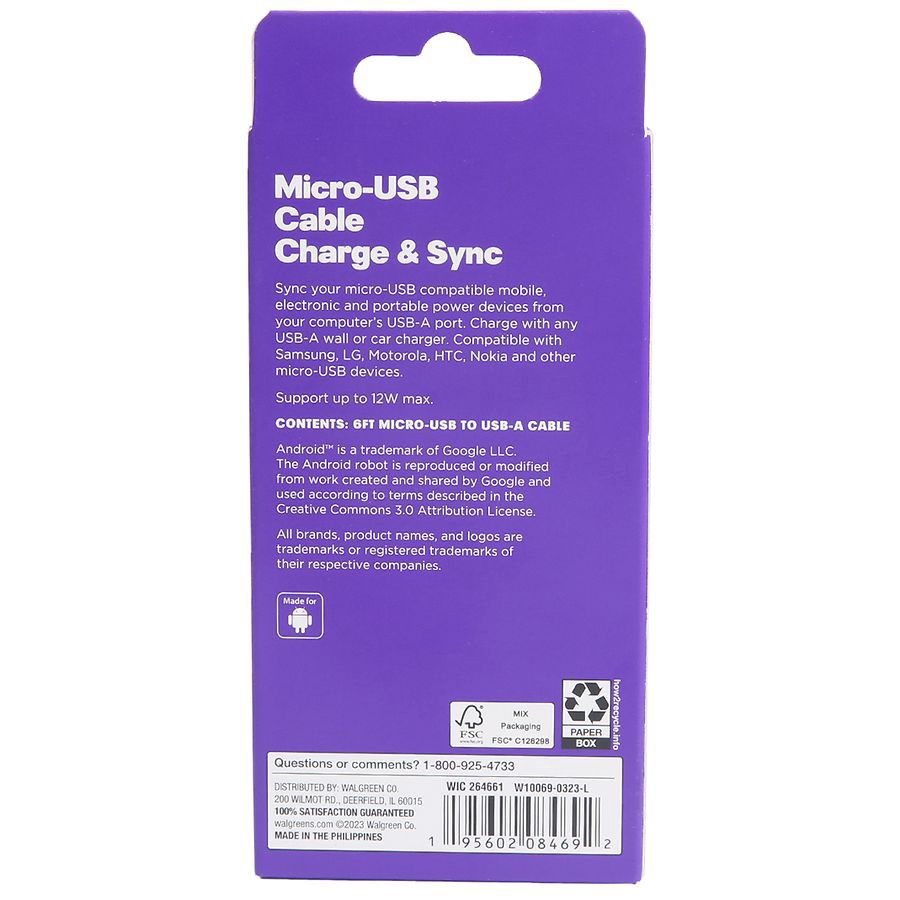 slide 3 of 3, Infinitive Micro-USB PVC Cable, 1 ct