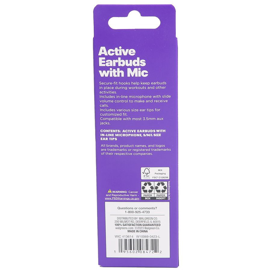 slide 3 of 3, Infinitive Active Earbuds With Mic, 1 ct