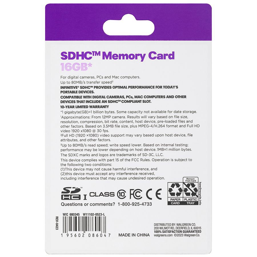 slide 2 of 2, Infinitive SDHC Memory Card 16GB, 16 GB