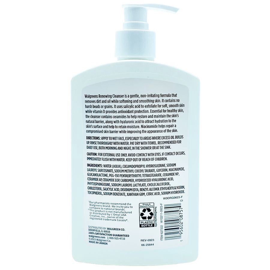 slide 3 of 5, Walgreens Renewing Cleanser with Salicylic Acid and Ceramides, 16 fl oz