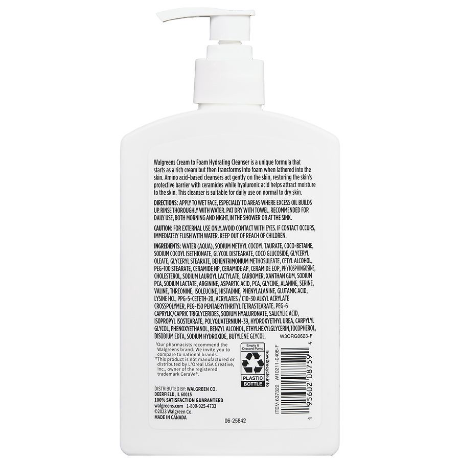 slide 3 of 5, Walgreens Cream to Foam Hydrating Cleanser, 16 fl oz