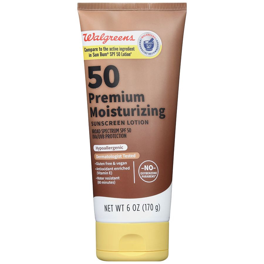 slide 5 of 5, Walgreens 50 Premium Moisturizing Sunscreen Lotion, 6 oz
